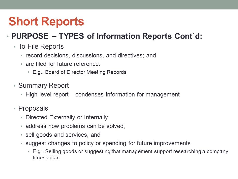 Types of Business Reports